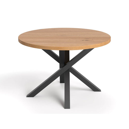 Industrial Esstisch aus massiver Eiche | Runder Tisch Aster in verschiedenen Größen - 100 x 75