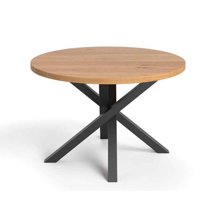 Industrial Esstisch aus massiver Eiche | Runder Tisch Aster in verschiedenen Größen - 100 x 75