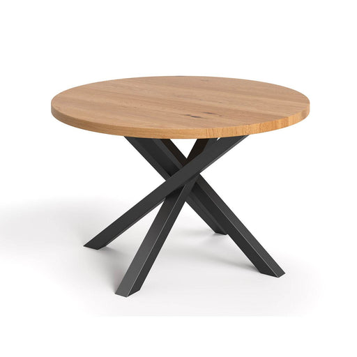 Industrial Esstisch aus massiver Eiche | Runder Tisch Aster in verschiedenen Größen - 100 x 75