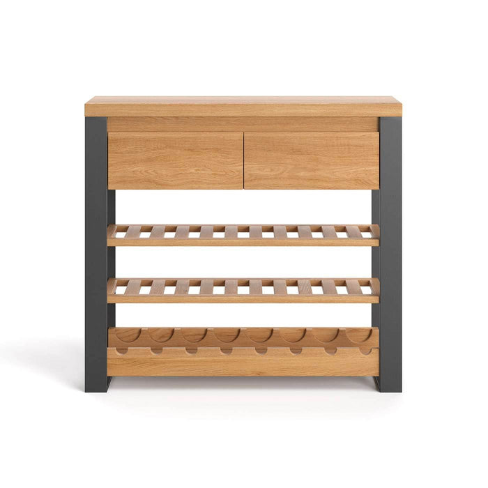 Industrial Weinregal aus massiver Eiche | Konsole Colet -