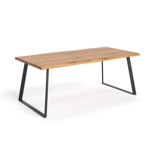 Industrial Esstisch aus massiver Eiche | Baumkantentisch Delta in verschiedenen Größen - 120 x 80 x 75