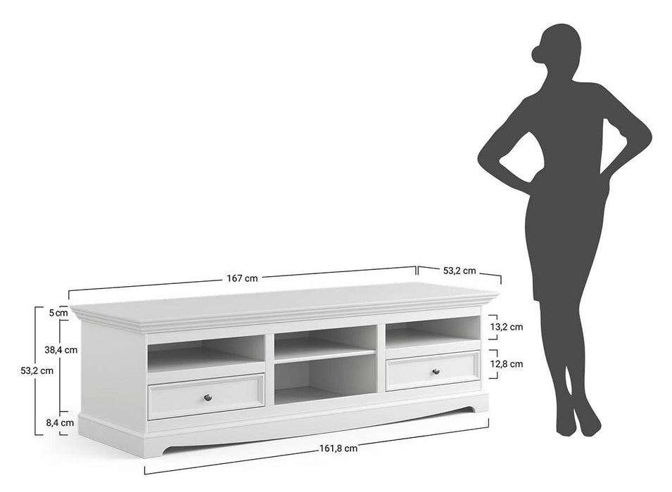TV-Board Belluno Elegante in Graphit | Sideboard mit zwei Schubladen - Eiche