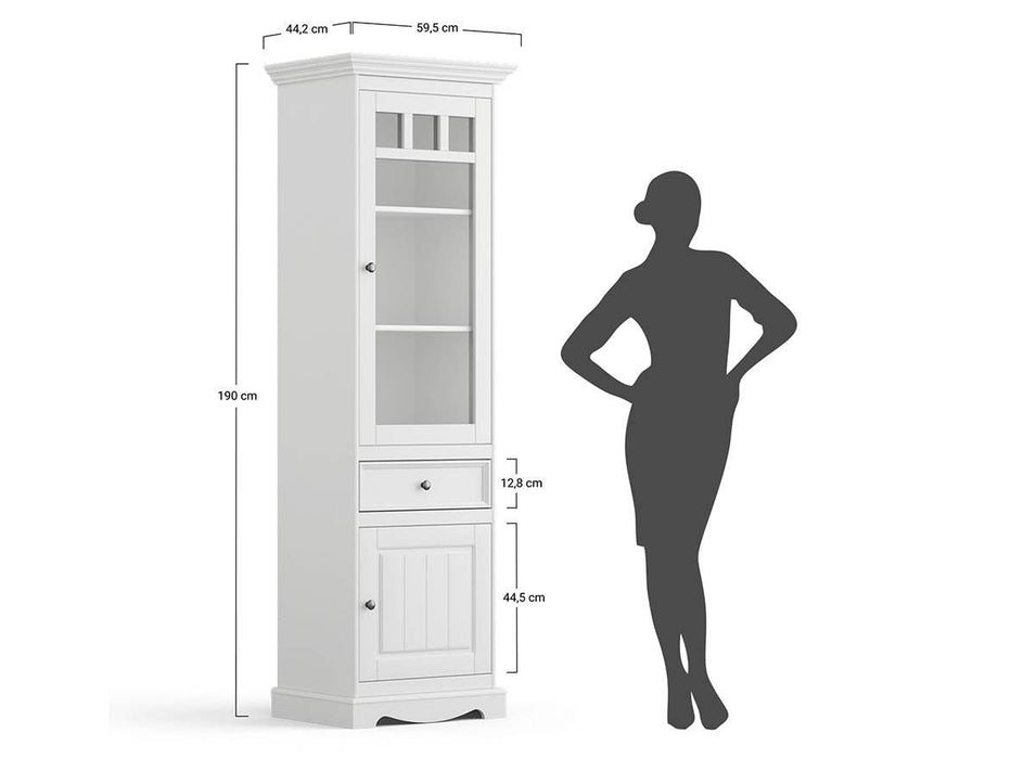 Schmale Standvitrine Belluno Elegante mit Glastür in Graphit - Eiche