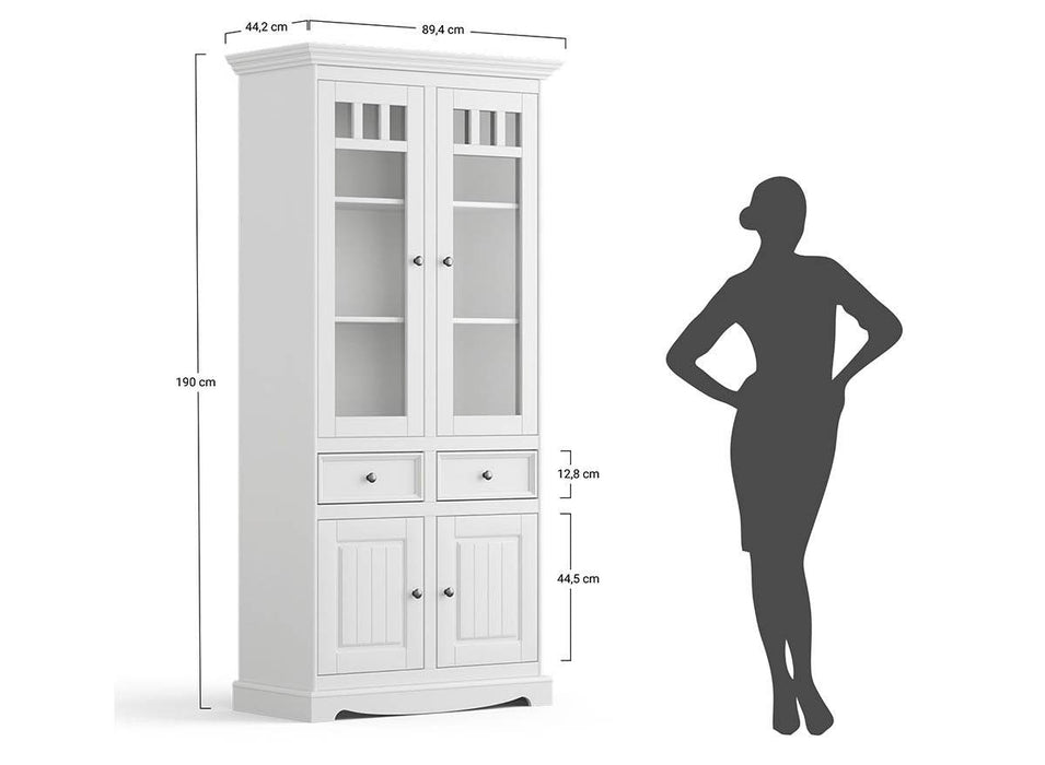 Standvitrine Belluno Elegante mit Glastüren in Graphit - Eiche