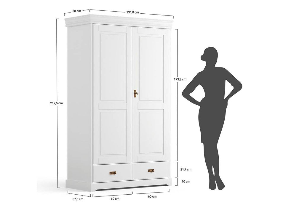 Landhaus Kleiderschrank Toskania aus Massivholz in weiß -