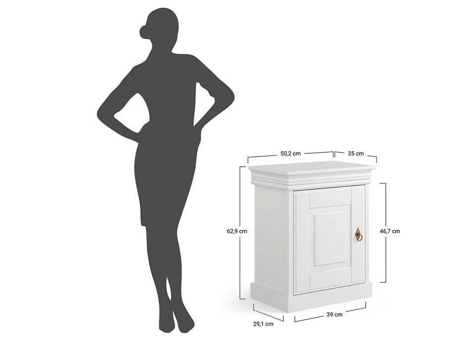 Landhaus Nachttisch Toskania aus Massivholz in weiß gebeizt -