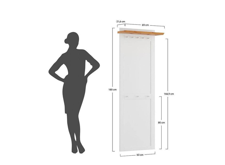 Garderobenpanel aus Massivholz | Hängegarderobe Marone Elite Tabacco mit 8 Haken -