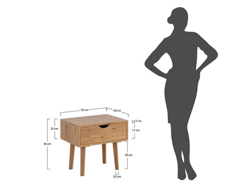 Minimalistischer Nachttisch aus geölter Wildeiche | Skandi Beistelltisch Simona mit Schublade -