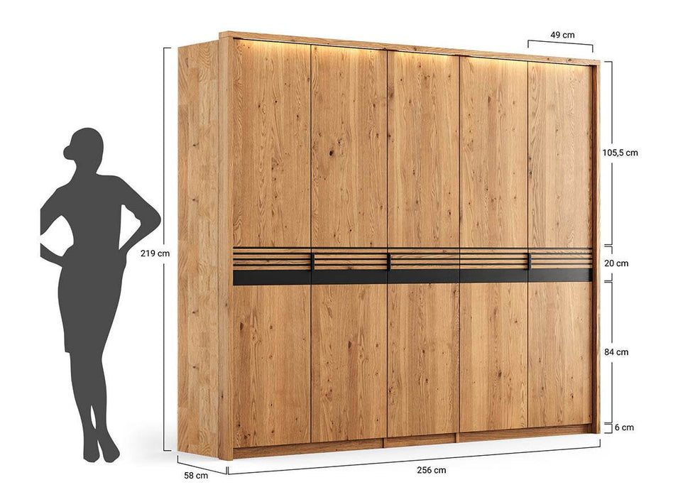 Moderner Kleiderschrank aus massiver Eiche | Beleuchteter Schrank Ravello 5 -