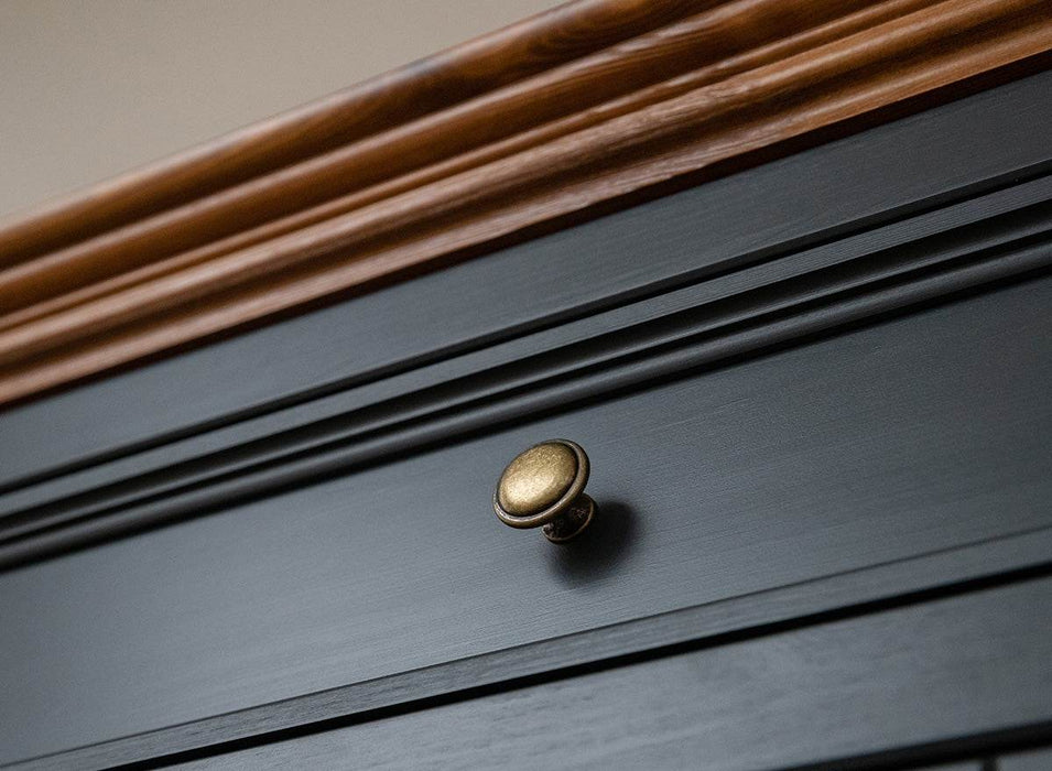 Große Kommode Belluno Elegante in Graphit | Sideboard mit drei Schubladen und Türen - Eiche