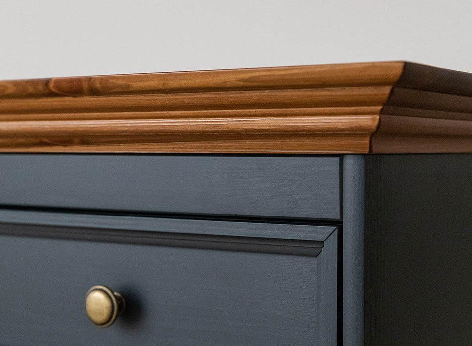 Große Kommode Belluno Elegante in Graphit | Sideboard mit drei Schubladen und Türen - Eiche