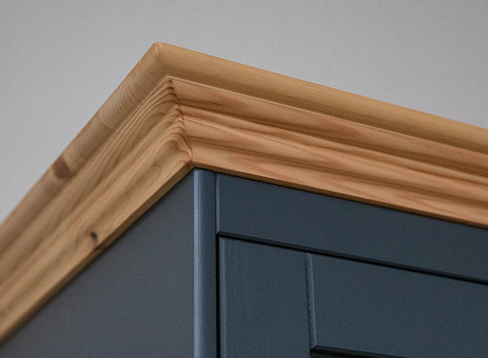 Schmale Standvitrine Belluno Elegante mit Glastür in Graphit - Eiche