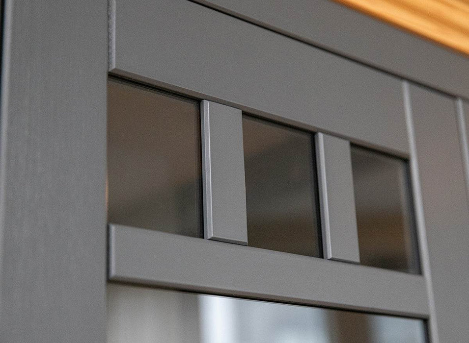 Schmale Standvitrine Belluno Elegante mit Glastür in Graphit - Eiche