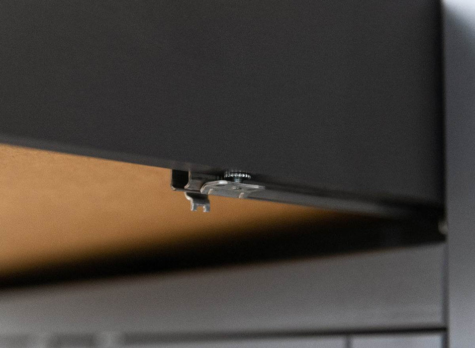 Große Kommode Belluno Elegante in Graphit | Sideboard mit drei Schubladen und Türen - Eiche