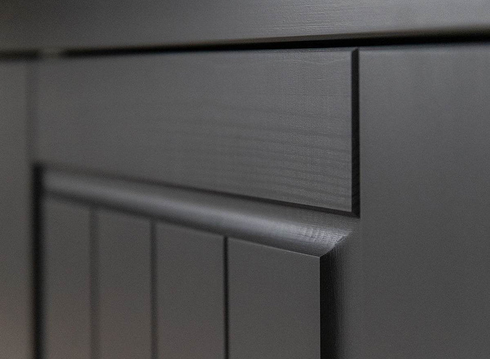 Große Kommode Belluno Elegante in Graphit | Sideboard mit drei Schubladen und Türen - Eiche