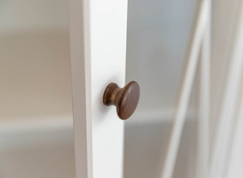 Große Vitrine aus Massivholz | Zweitüriger Wohnzimmerschrank Marone Elite Tabacco mit Schublade -