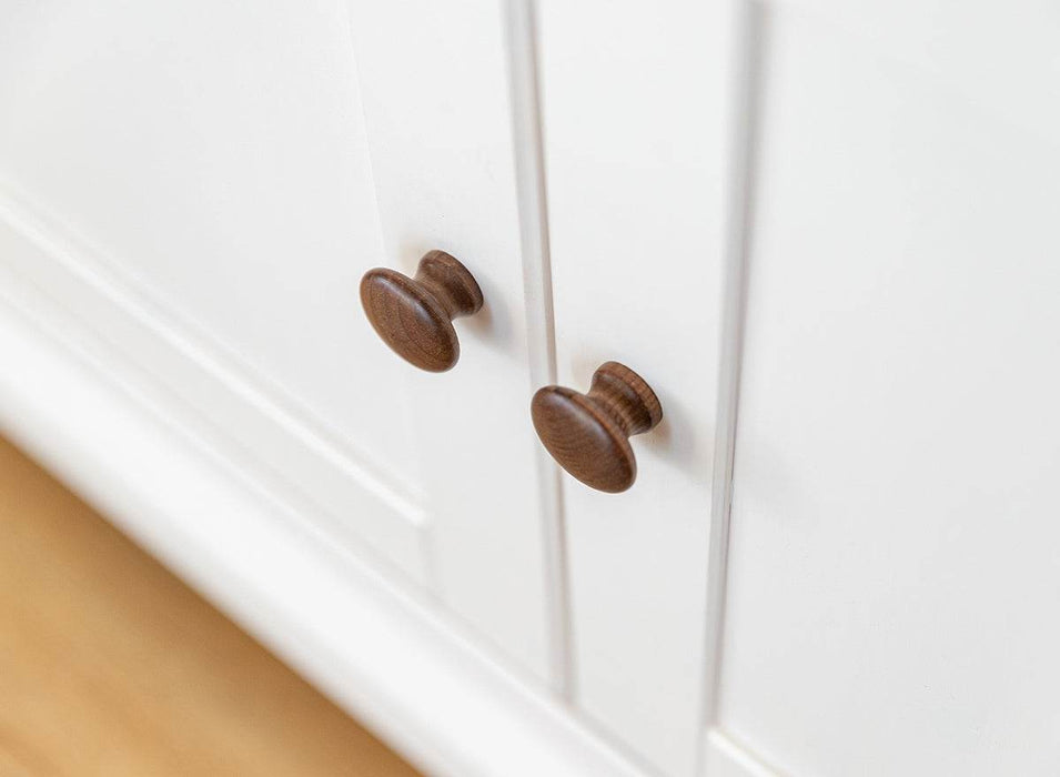 Große Vitrine aus Massivholz | Zweitüriger Wohnzimmerschrank Marone Elite Tabacco mit Schublade -