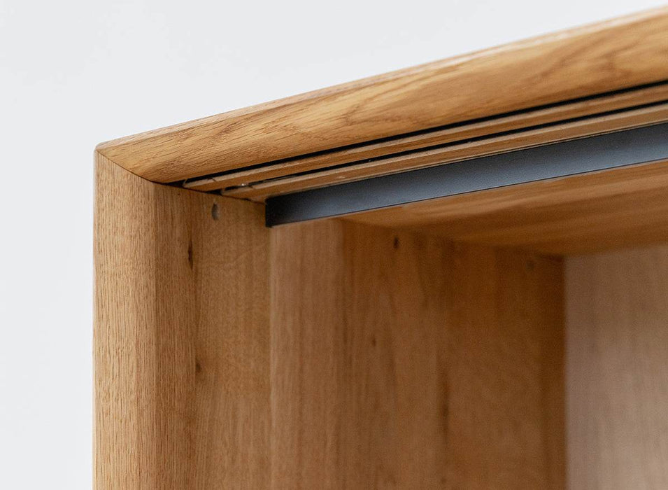 Großes Industrial TV-Board aus massiver Eiche | Fernsehtisch Modern Loft mit Schiebetüren -