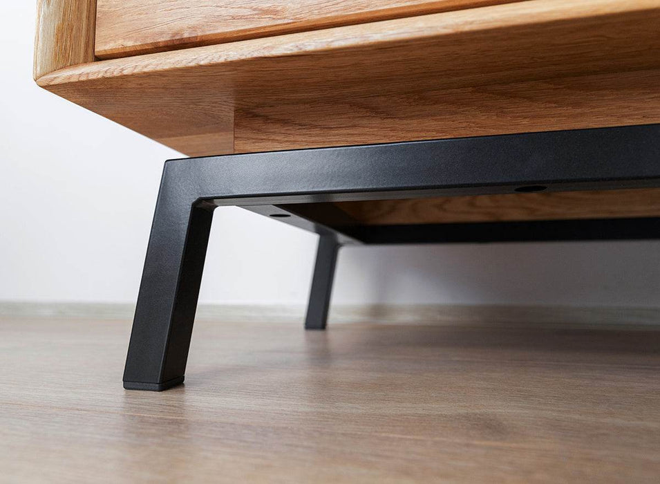 Großes Industrial TV-Board aus massiver Eiche | Fernsehtisch Modern Loft mit Schiebetüren -