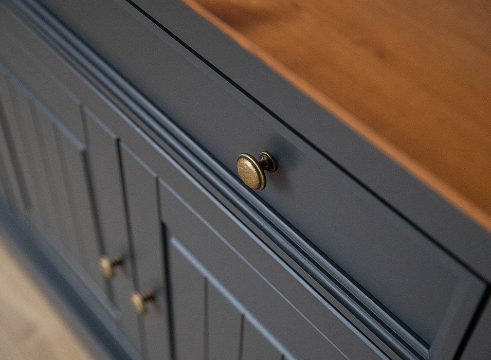 Große Kommode Belluno Elegante in Graphit | Sideboard mit drei Schubladen und Türen - Eiche