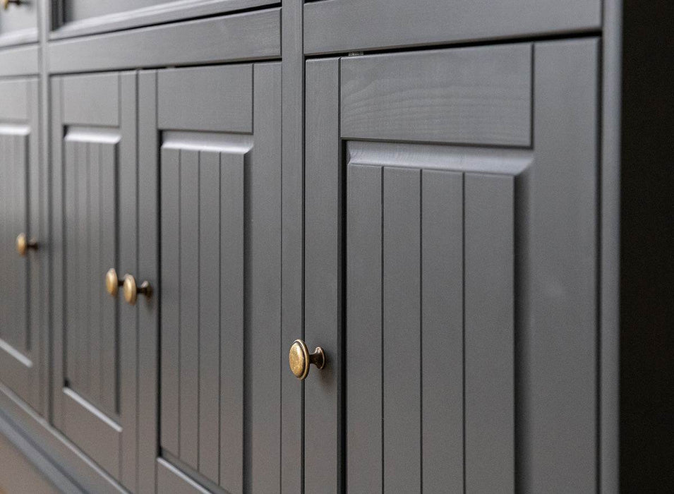 Große Kommode Belluno Elegante in Graphit | Sideboard mit drei Schubladen und Türen - Eiche