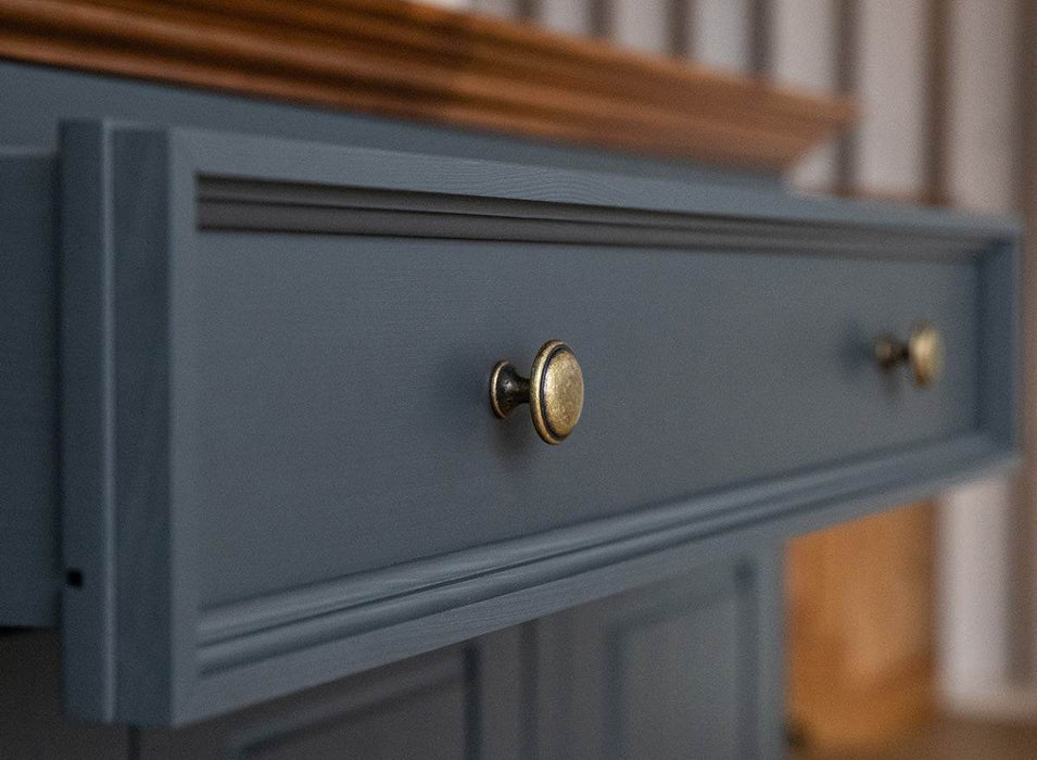 Große Kommode Belluno Elegante in Graphit | Sideboard mit drei Schubladen und Türen - Eiche