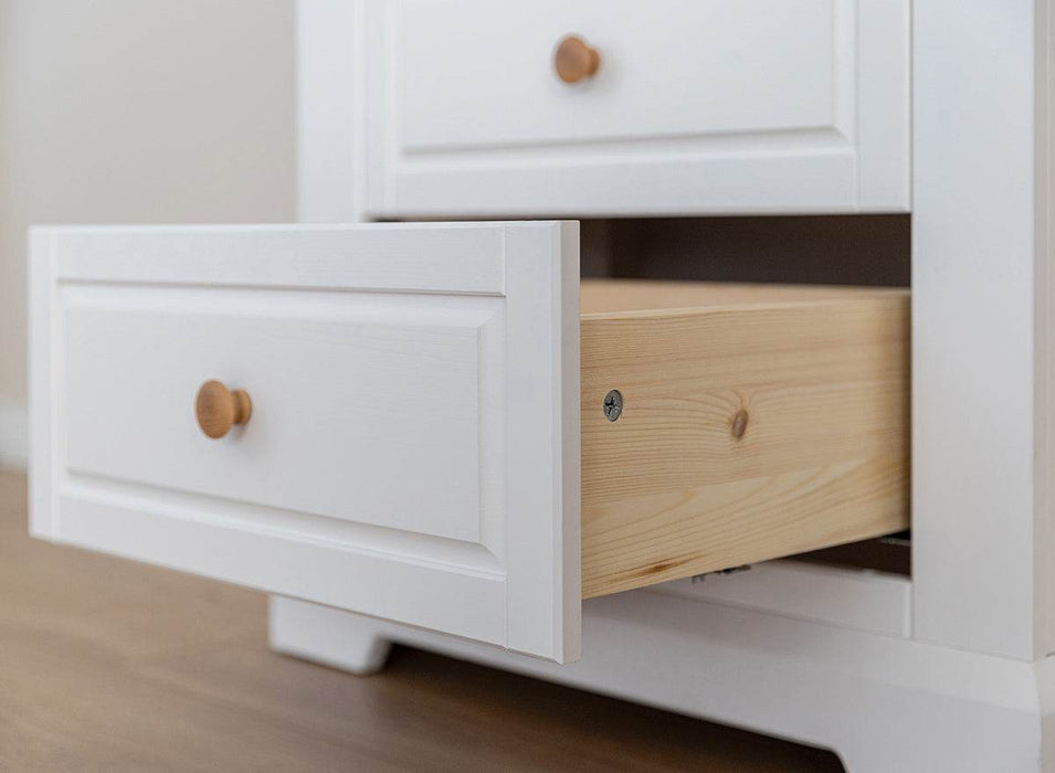 Schmaler Schrank aus Massivholz | Wohnzimmerschrank Marone Elite mit zwei Schubladen -