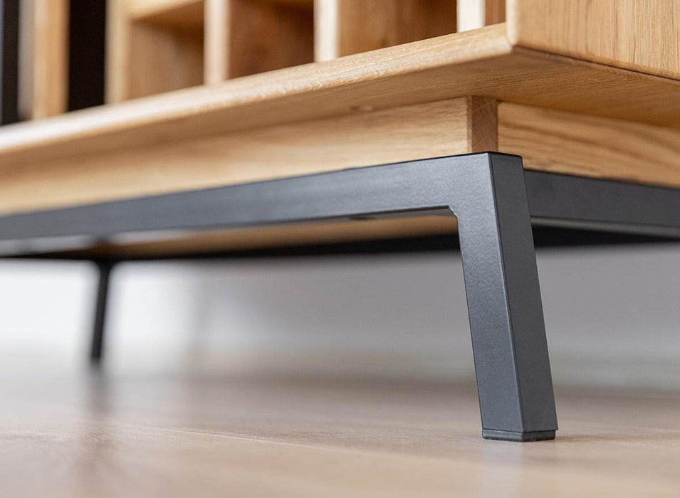 Industrial Sideboard mit Glastür | Kommode Modern Loft mit Weinregal -