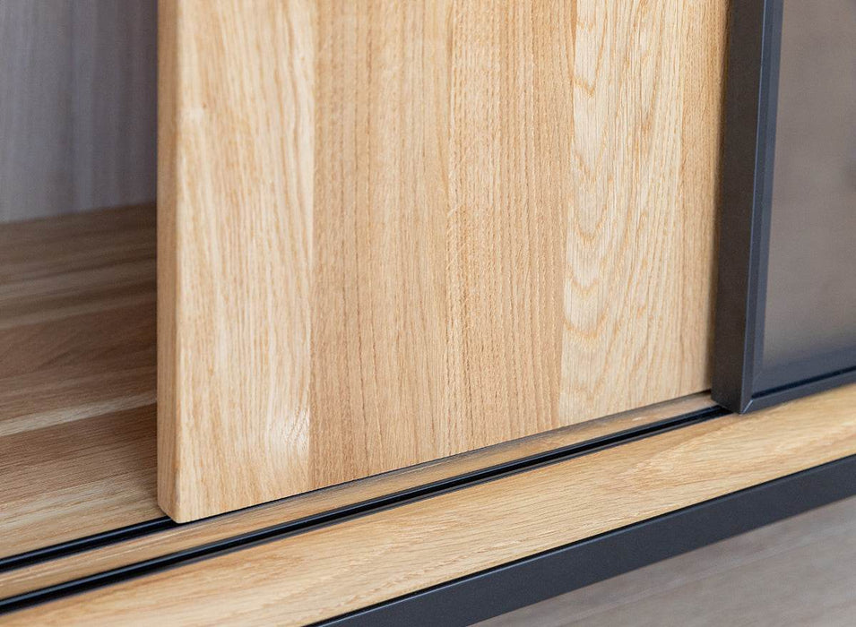 Industrial Sideboard mit Glastür | Kommode Modern Loft mit Weinregal -