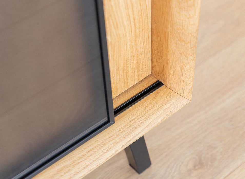 Industrial Sideboard mit Glastür | Kommode Modern Loft mit Weinregal -