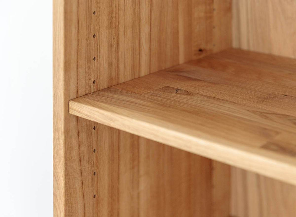 Minimalistisches Regal aus geölter Wildeiche | Skandi Bücherschrank Simona mit zwei Schubladen -