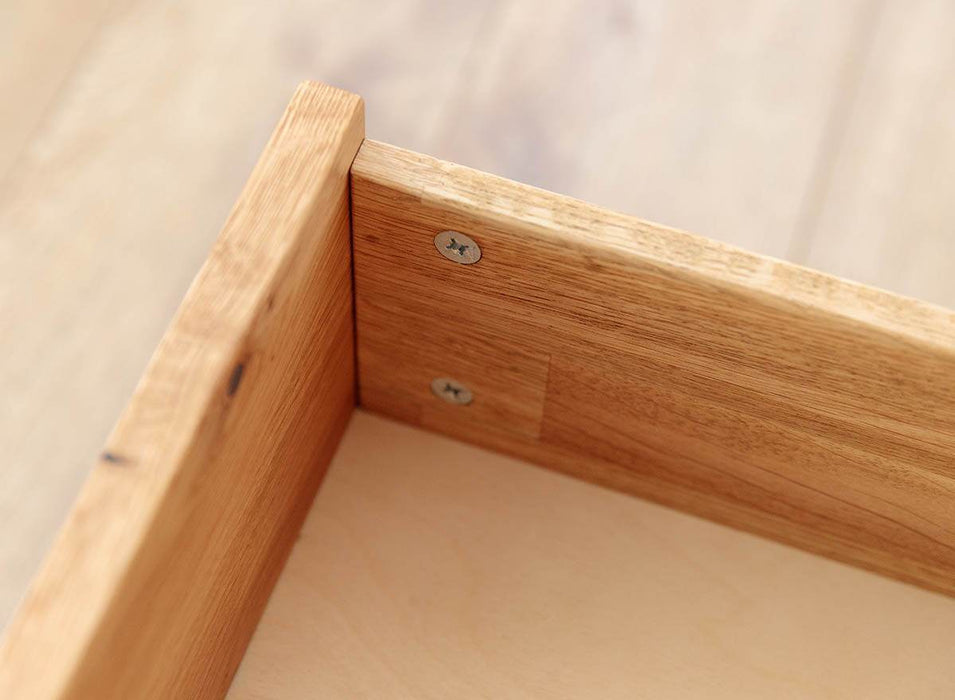 Minimalistisches Regal aus geölter Wildeiche | Skandi Bücherschrank Simona mit zwei Schubladen -