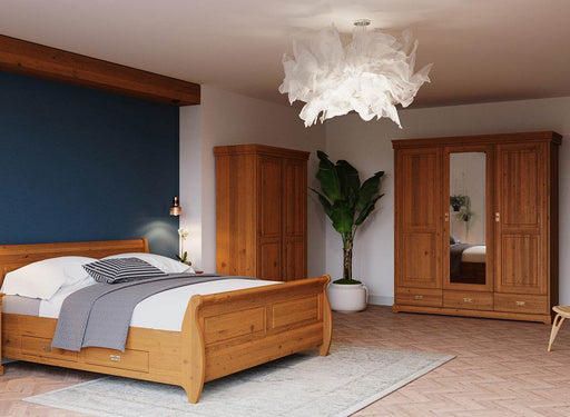 Landhausbett Toskania aus Massivholz mit geschwungenem Kopf- und Fußteil in verschiedenen Größen - 140