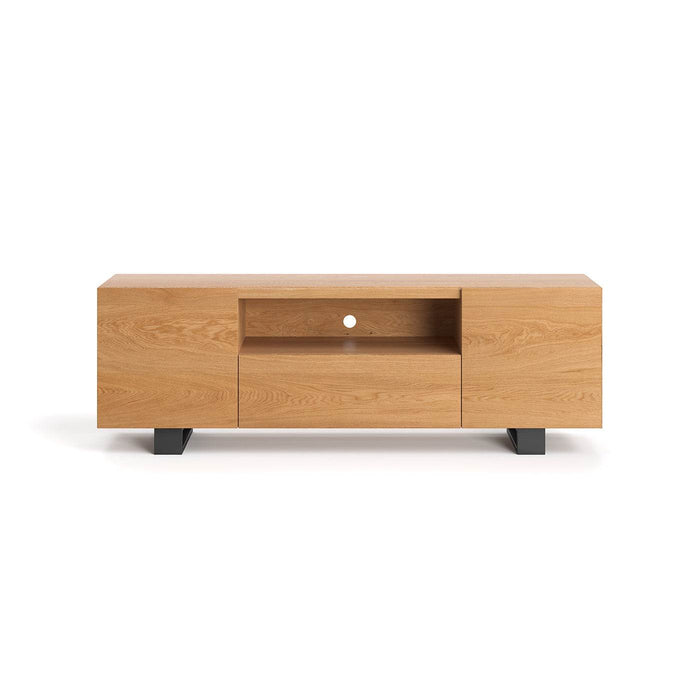 Industrial TV-board aus massiver Eiche in verschiedenen Größen | Zweitüriges Sideboard Lift mit Schublade - 180 x 40 x 60