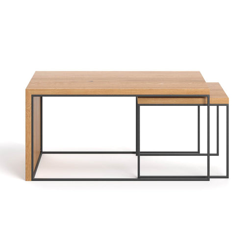Industrial Couchtisch aus massiver Eiche | Kaffeetischset Mate -