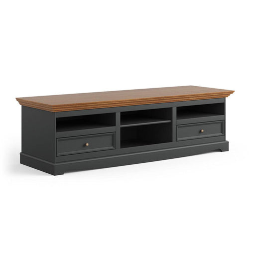 TV-Board Belluno Elegante in Graphit | Sideboard mit zwei Schubladen - Eiche