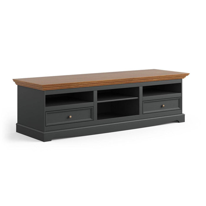 TV-Board Belluno Elegante in Graphit | Sideboard mit zwei Schubladen - Eiche