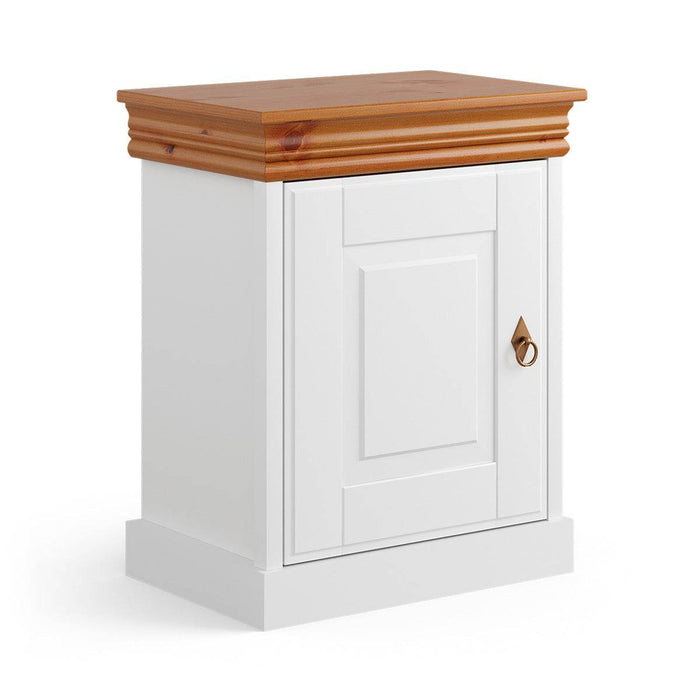 Landhaus Nachttisch Toskania aus Massivholz in weiß gebeizt -