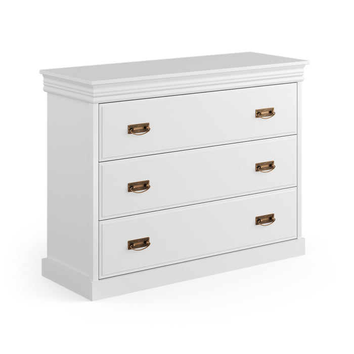 Landhaus Sideboard Toskania aus Massivholz in weiß mit drei Schubladen