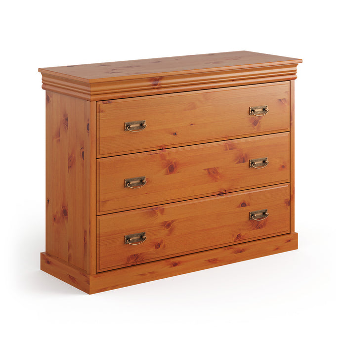 Landhaus Sideboard Toskania aus Massivholz gebeizt mit drei Schubladen
