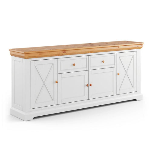 Großes Sideboard aus Massivholz | Viertürige Wohnzimmerkommode Marone Elite mit Schubladen -