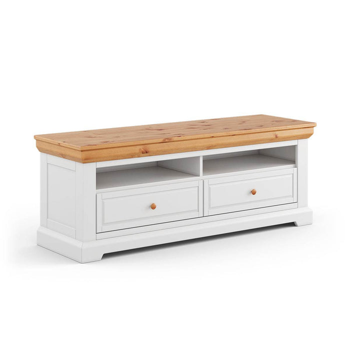 Kleines TV-Board aus Massivholz | Lowboard Marone Elite mit zwei Schubladen -