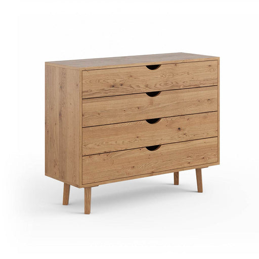 Minimalistisches Sideboard aus geölter Wildeiche | Skandi Kommode Simona mit vier Schubladen -