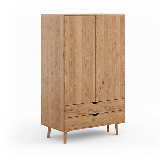 Minimalistischer Kleiderschrank aus geölter Wildeiche | Großer Skandi Schrank Simona mit Tip-On Öffnung -