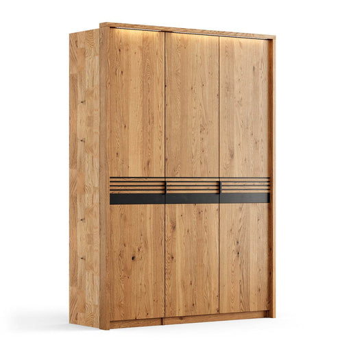 Moderner Kleiderschrank aus massiver Eiche | Beleuchteter Schrank Ravello 3 -