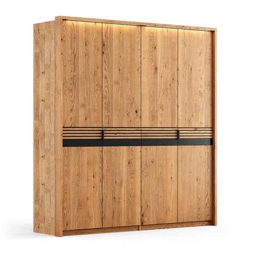 Moderner Kleiderschrank aus massiver Eiche | Beleuchteter Schrank Ravello 4 -