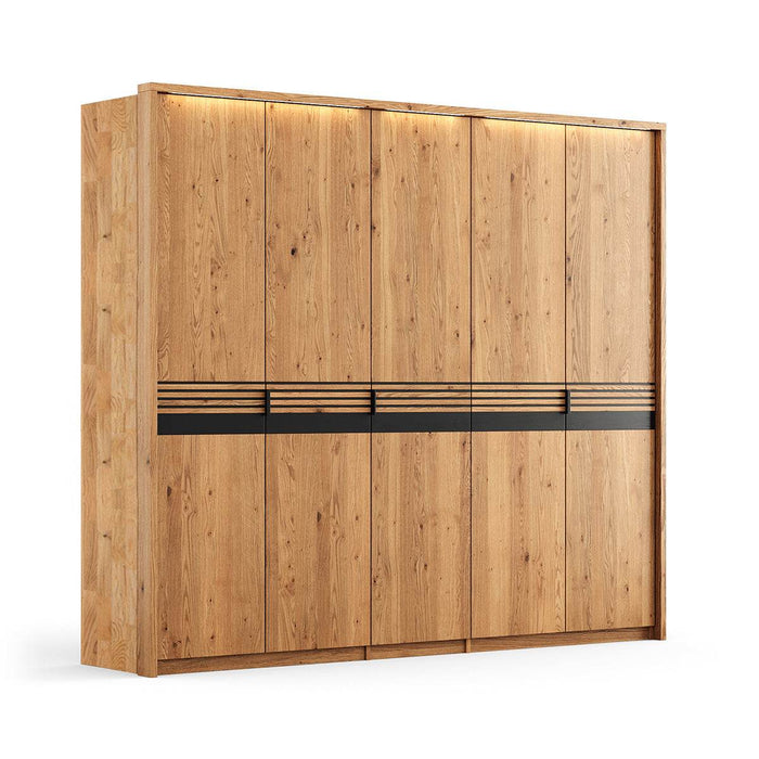 Moderner Kleiderschrank aus massiver Eiche | Beleuchteter Schrank Ravello 5 -