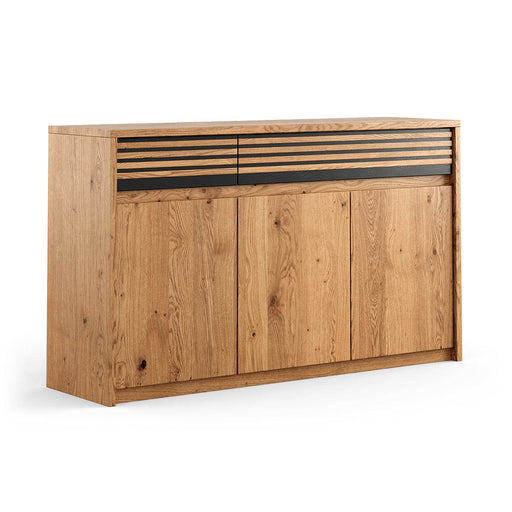 Modernes Sideboard aus massiver Eiche | Dreitürige Kommode Ravello mit zwei Schubladen -