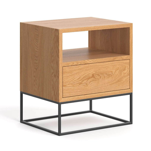 Industrial Nachttisch aus massiver Eiche | Bestelltisch Moon mit Schublade -