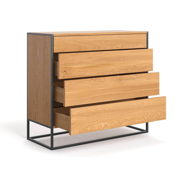 Industrial Sideboard aus massiver Eiche | Kommode Moon mit vier Schubladen - in verschiedenen Größen - 80 x 50 x 110